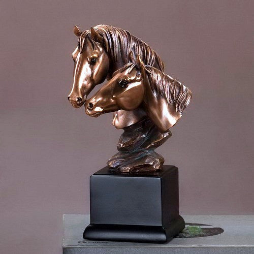 (TN55158) Western 2-Horse Head Sculpture
