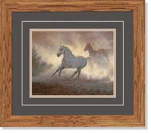 "Dust Cloud" Horses Small Framed Art Print