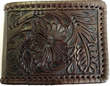 Load image into Gallery viewer, (WFAC1102) Western Floral Brown Tooled Leather Money Clip