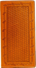 Load image into Gallery viewer, (WFAC744) Western Tan Basketweave &amp; Barbwire Rodeo Wallet/Checkbook Cover