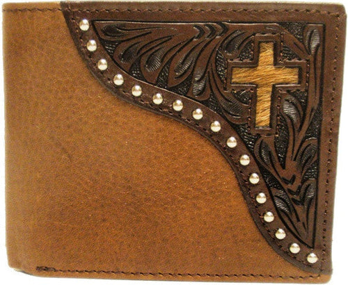 (WFAC822B) Western Leather Bi-Fold Wallet with Cross