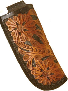 (WFAKS183) Western Tan & Black Tooled Leather Knife Sheath
