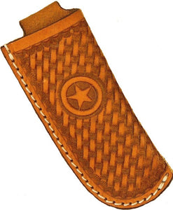 (WFAKS234) "Texas Star" Western Basketweave Leather Knife Sheath