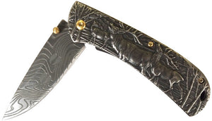 (WFAMCA033SW) "Elk" Western Polished Metal Pocket Knife