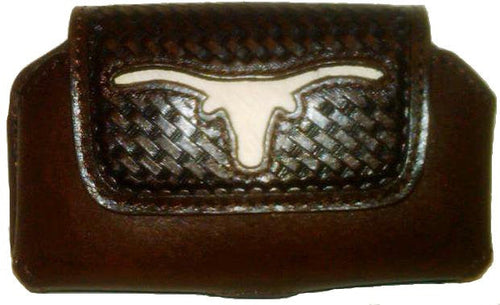 (WFAPC1102) Western Longhorn Hair-Inlay Cell Phone Holder for iPhone 4 and Blackberry