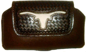 (WFAPC1102) Western Longhorn Hair-Inlay Cell Phone Holder for iPhone 4 and Blackberry