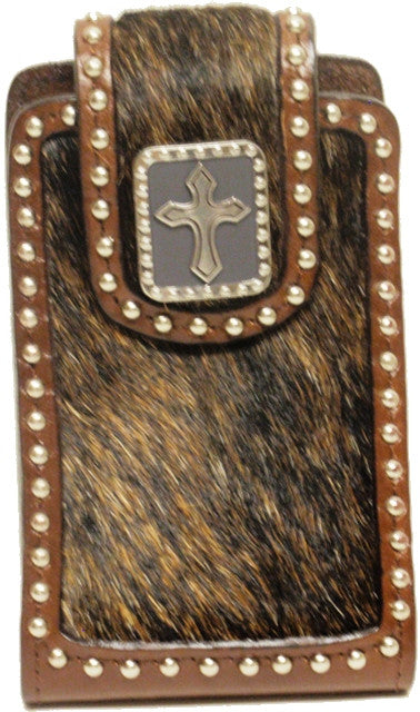 (WFAPC762) Western Hair-On Cell Phone Holder with Cross for iPhone4 & Blackberry