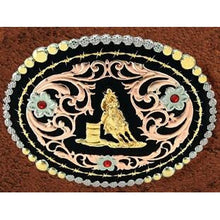 Load image into Gallery viewer, (WFATBB2000BL) &quot;Barrel Racer&quot; Western Tri-Color Belt Buckle