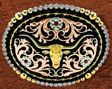 Load image into Gallery viewer, (WFATBB2000LH) &quot;Longhorn&quot; Western Tri-Color Belt Buckle