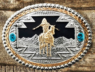 Retail Western Cowboy Belt Buckle with 138*92mm 131g Silver Gold