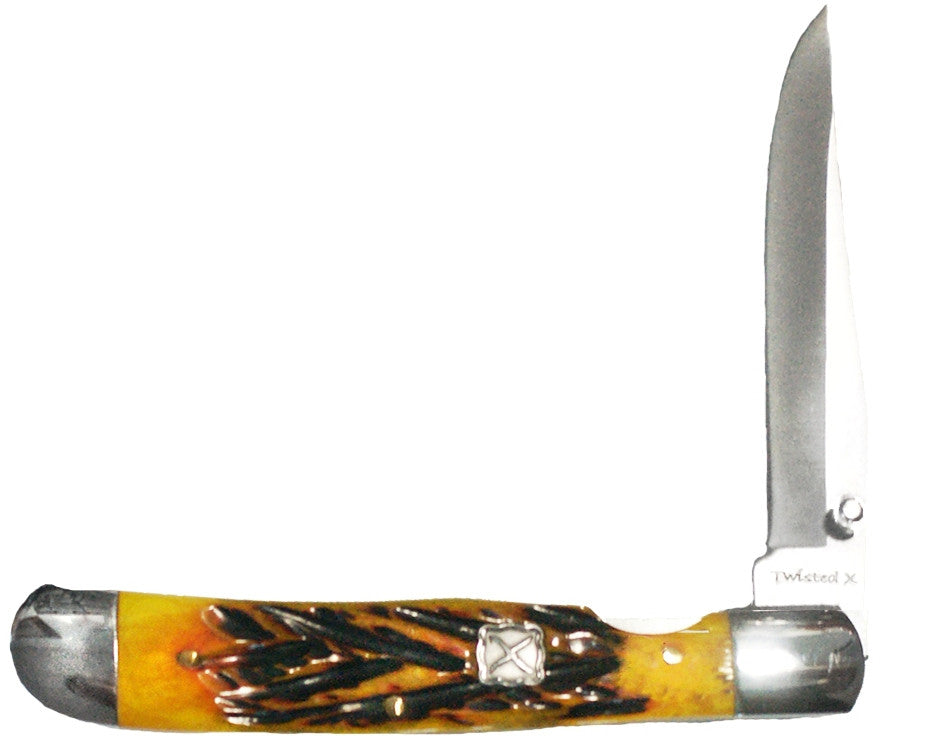 (WFAXL3020) Twisted-X Thumb Assisted Pocket Knife - Yellow