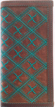 Load image into Gallery viewer, (WFAXRC-11) Twisted-X Brown Rodeo Wallet with Blue Embroidery