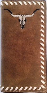 (WFAXRC-15) Twisted-X Medium Brown Distressed Rodeo Wallet with Skull