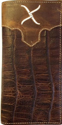 (WFAXRC-9) Twisted-X Brown Gator Leather Rodeo Wallet