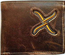 Load image into Gallery viewer, (WFAXRC-B2) Twisted-X Brown Leather Bi-Fold Wallet with Gold Embroidered Logo