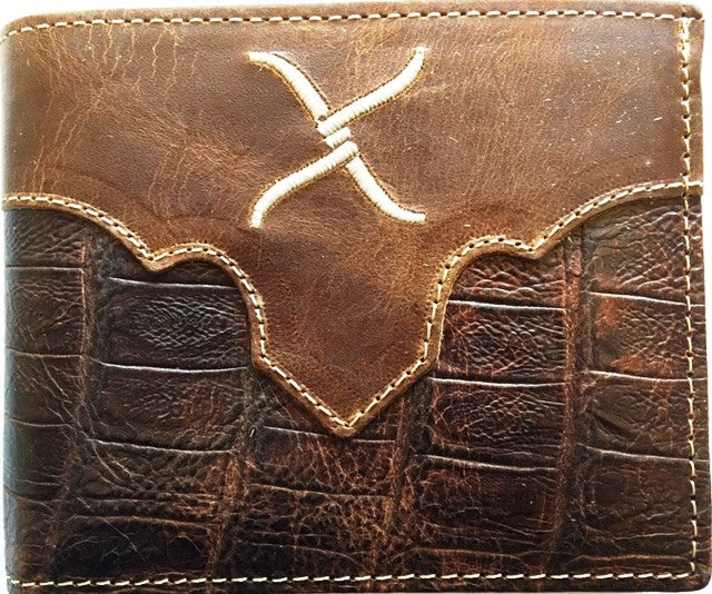 (WFAXRC-B9) Twisted-X Western Gator Print Leather Bi-Fold Wallet