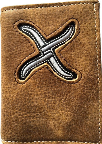 (WFAXRC-T4) Twisted-X Distressed Brown Leather Tri-Fold Wallet