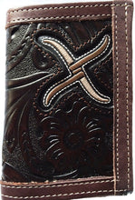 Load image into Gallery viewer, (WFAXRC-T5) Twisted-X Chocolate Tooled Leather Tri-Fold Wallet