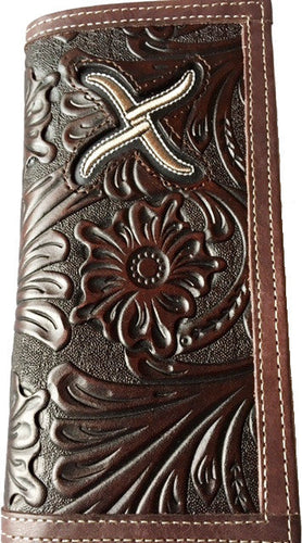 (WFAXRC5) Twisted-X Western Floral Chocolate Tooled Rodeo Wallet