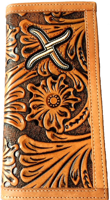 (WFAXRC6) Twisted-X Western Floral Tan Tooled Rodeo Wallet