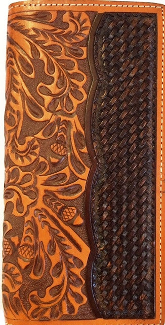 (WFAXWC4-2) Twisted-X Tooled Floral & Basketweave Rodeo Wallet
