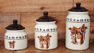 "Boots & Saddle" Western 3-Piece Canister Set